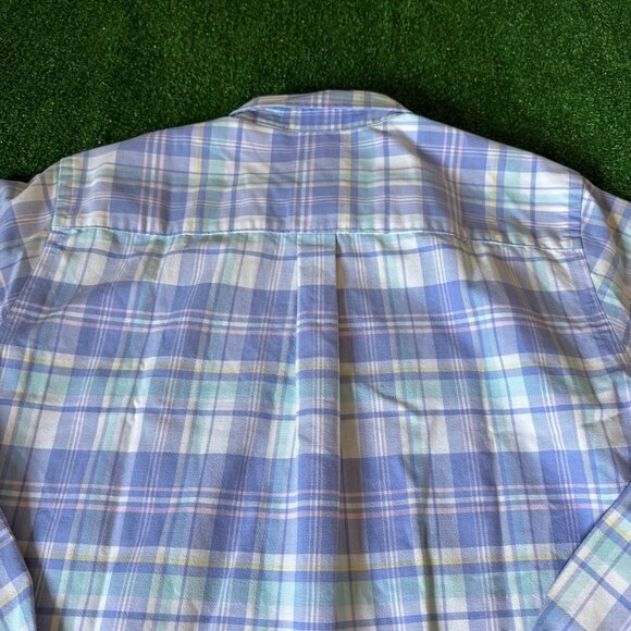 Cabin Creek Boys Button Down Oxford Shirt Pastel Plaid Wrinkle Free Size 12T - Picture 10 of 10